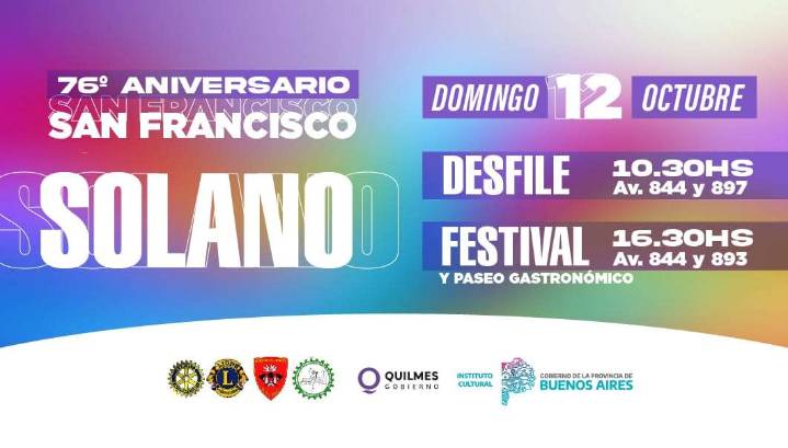 Se vienen los 76 años de San Francisco Solano