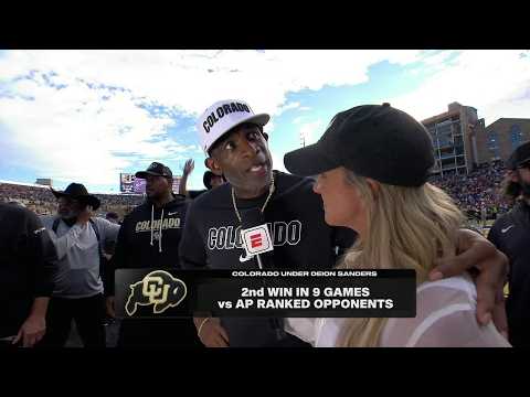 Deion Sanders reacts to upset win vs. Iowa State + Colorado fans storm the field
