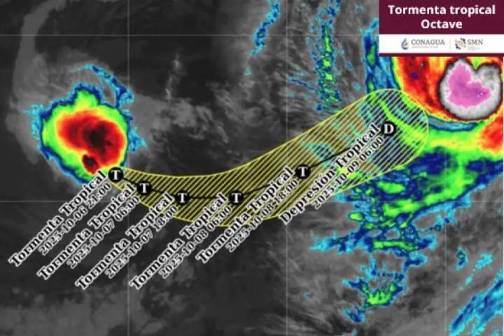 Avanza la Tormenta Tropical Octave rumbo al Sureste de la Península de Baja California