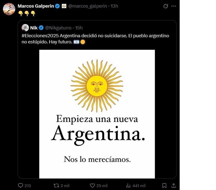 "No es estúpido": cómo reaccionó Marcos Galperin (Mercado Libre) tras la victoria de Milei