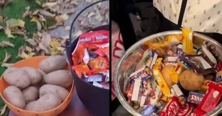 Some trick-or-treaters picking potatoes over candy