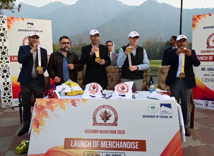 CM Omar Abdullah unveils Kashmir Marathon merchandise, invites runners, fitness enthusiasts & all interested to join November 2 event
