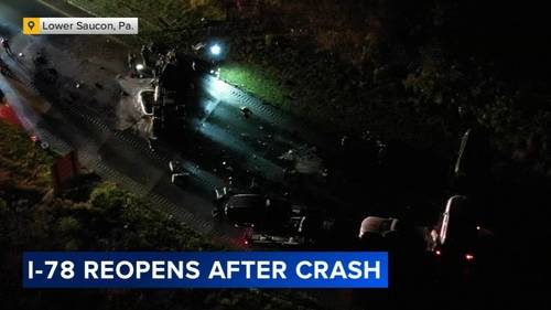 I-78 EB reopens after crash involving 2 tractor-trailers closes highway in Lower Saucon Township, Pennsylvania