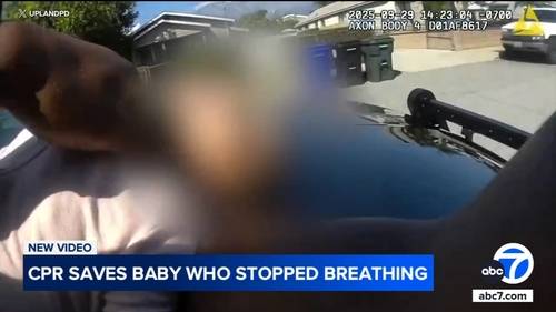 Officers save choking baby in Upland, video shows