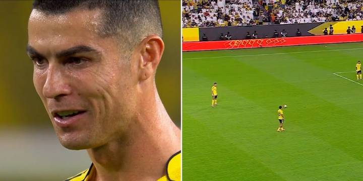 El video viral del mensaje motivador que se dio Cristiano Ronaldo antes de patear un tiro libre en el partido que marcó la eliminación de Al Nassr