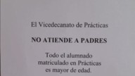 Estupor por el llamativo cartel que ha colgado una universidad en los pasillos: "No se atiende a padres"