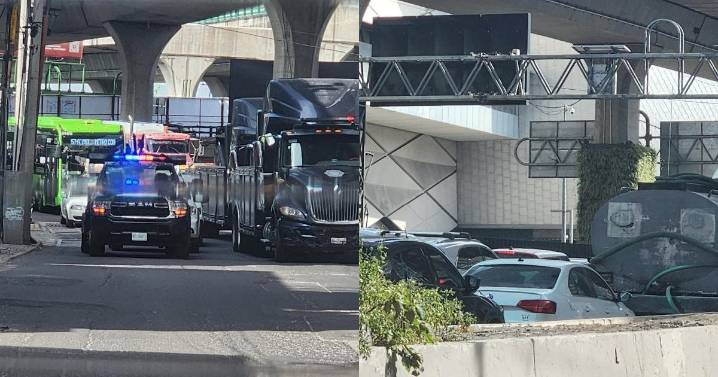 Policías encapsulan a transportistas en Periférico; caos vial en Toreo