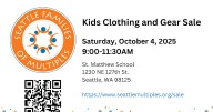 Families with multiples gigantic consignment sale Saturday, October 4, 2025