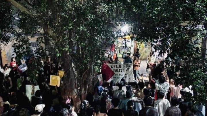 EFLU students manhandled by ABVP members during Palestine solidarity march