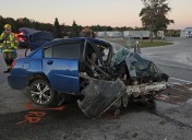 Bay County man ejected from car after crashing into Bobcat tractor