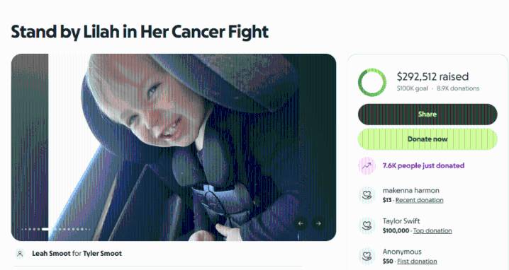 Taylor Swift donates $100K to NC child with rare cancer: People