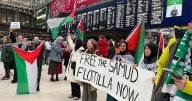 Pro-Palestine activists protest at Glasgow Central after four Scots detained by Israeli forces