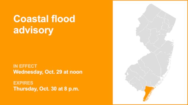 Cape May County placed under a coastal flood advisory Wednesday and Thursday