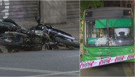 Motochorro quedó grave tras chocar con micro en pleno centro de Santiago
