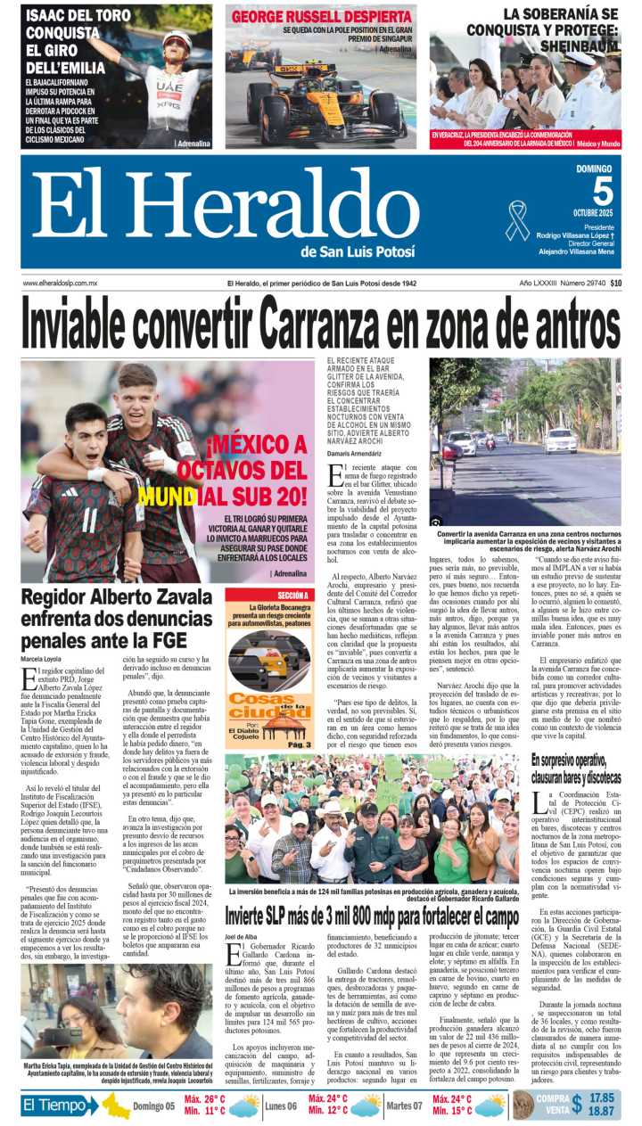 Edición impresa 05 de octubre de 2025