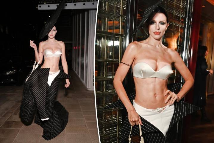 Julia Fox wears 'undressed' dress and bra top to London gala