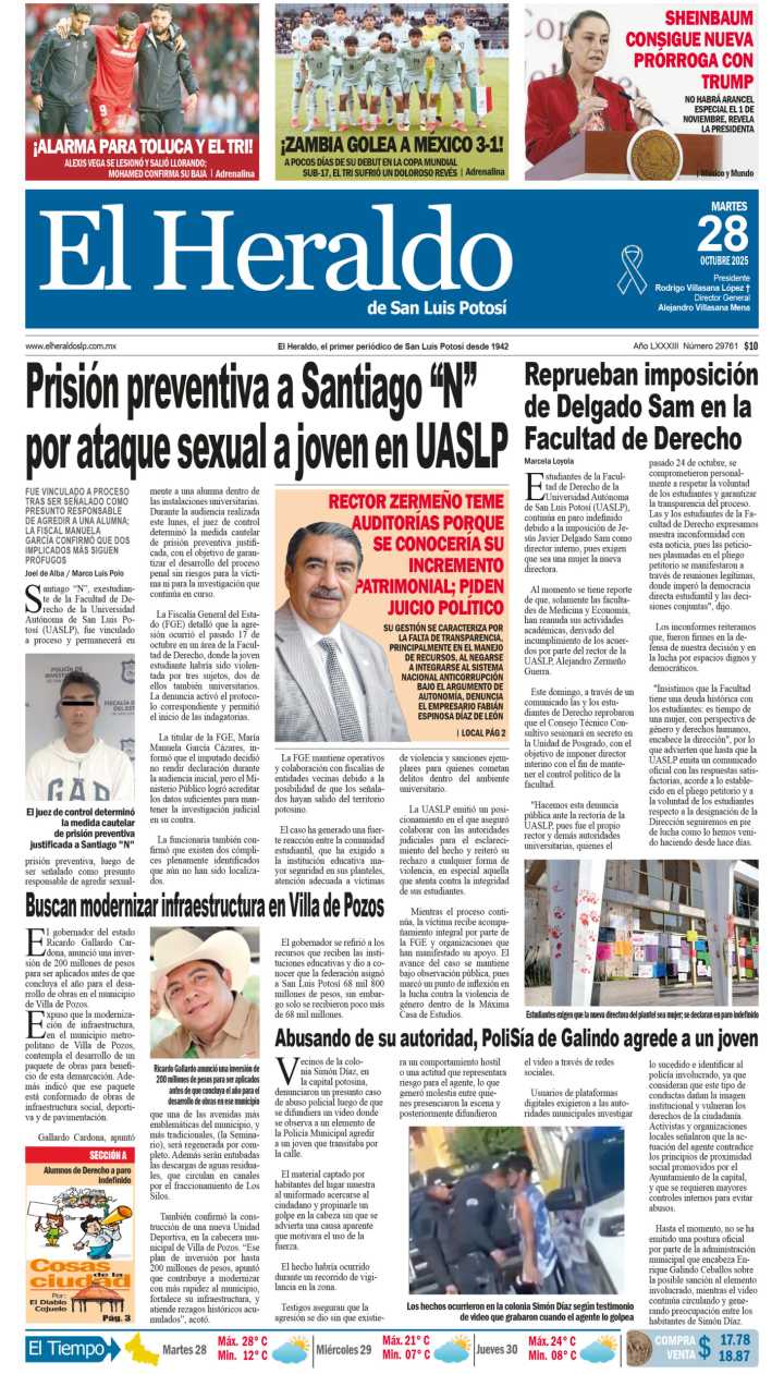 Edición impresa 28 de octubre de 2025