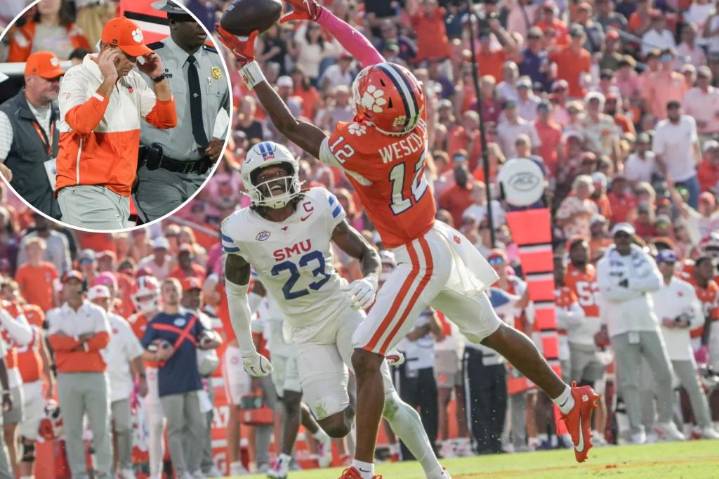 Clemson receiver Bryant Wesco Jr. hospitalized with 'serious' neck injury