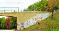 Police seek vandal who sprayed Gilford overpass with anti