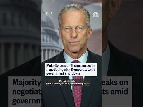 Senate Majority Leader John Thune speaks on negotiating with Democrats amid government shutdown