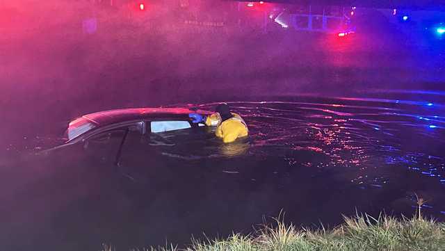 West Chester firefighter saves elderly man who crashed car into pond