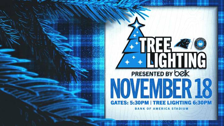 Carolina Panthers and Charlotte FC Host Annual Tree Lighting Presented by Belk at Bank of America Stadium