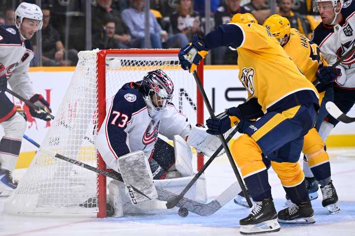 Blue Jackets’ struggles in Nashville continue with 2-1 loss to Juuse Saros, Predators