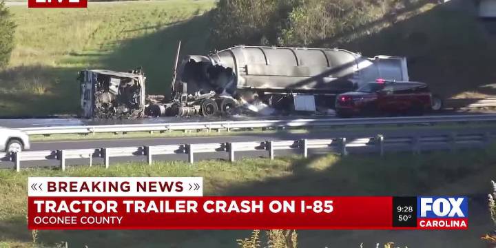 Tractor-trailer crash on I-85 near Georgia, SC state line