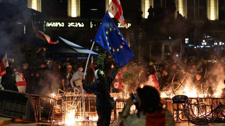 Shocking moment Georgia protesters try to storm presidential palace as they clash with riot cops in anti