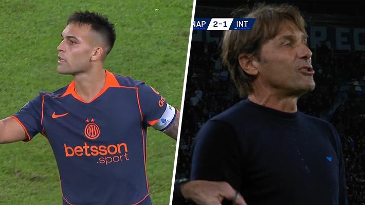 Mira el feroz cruce con insultos y gestos entre Lautaro Martínez y Antonio Conte en el fútbol italiano Napoli derrotó al Inter por 3