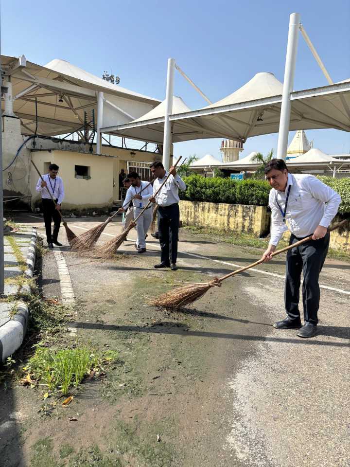 AAI Jammu Airport Conducts Swachhata Drive Near Passenger Exit Area