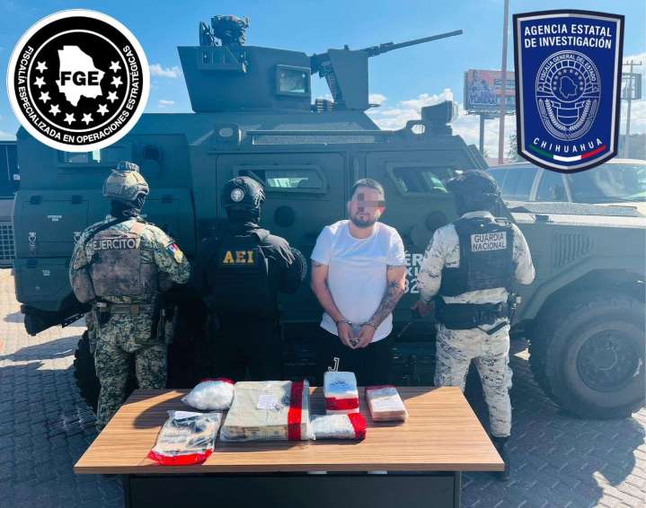 Detienen a hombre con arma, cocaína y 121 mil dólares