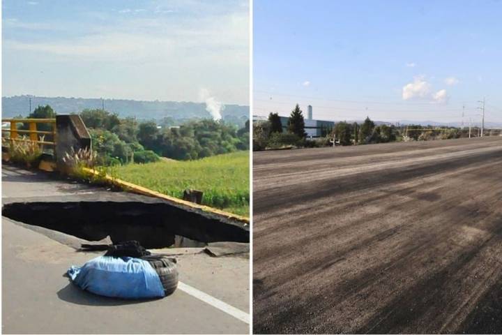 Reabren Bulevar Aeropuerto en Huejotzingo tras reparar socavón