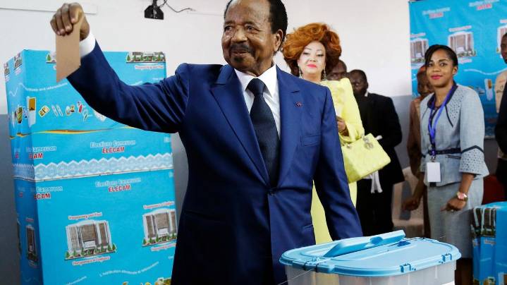 Cameroon's 92-year-old president makes rare public appearance to campaign for reelection