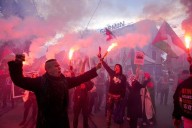 Pro-Palestinian protesters march to stadium ahead of World Cup qualifier between Norway and Israel