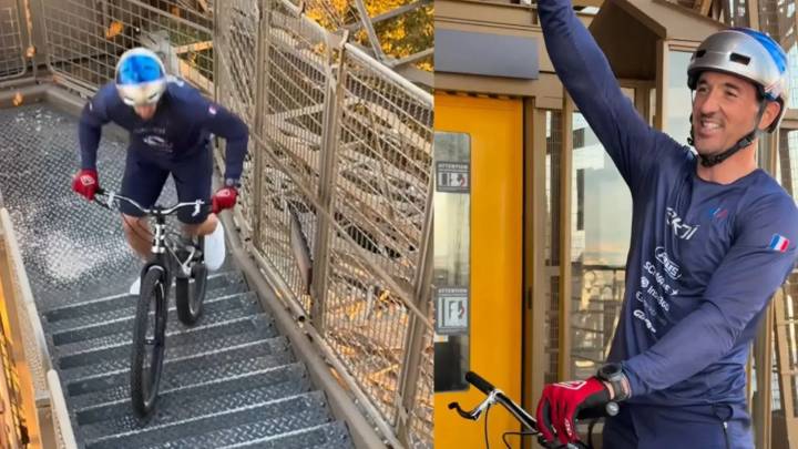 La hazaña de Aurélien Fontenoy, el hombre más rápido en subir la Torre Eiffel... ¡en bicicleta!