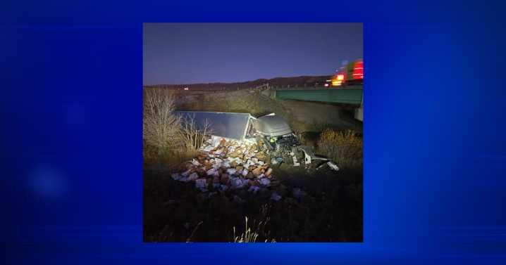 Semi-truck crashes into Medicine Bow River near Elk Mountain