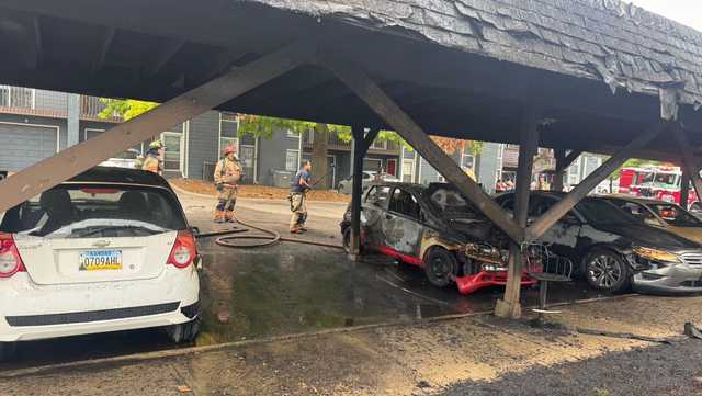 4 vehicles catch fire at Independence apartment complex