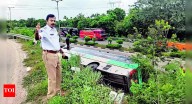 Day after Kurnool mishap, electric bus overturns near Hyderabad; no casualty