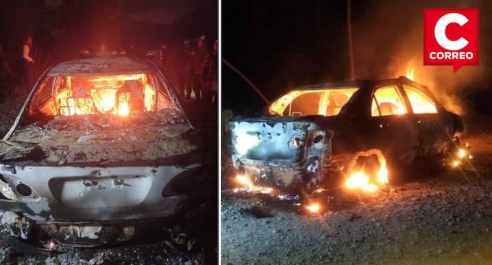 Huancayo: Vecinos de Sicaya prenden fuego a auto de presuntos ladrones ante ola de robos en el distrito