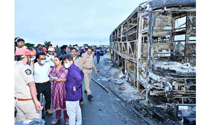 20 killed as Bengaluru-bound private bus catches fire in Andhra's Kurnool
