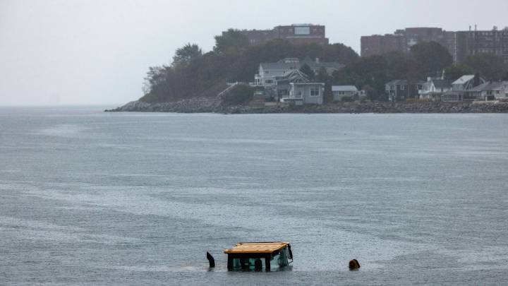 Revere/Winthrop front end loader submerged in ocean