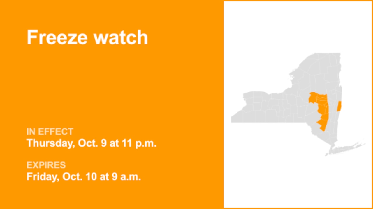 NY weather: Freeze watch affecting New York Thursday and Friday