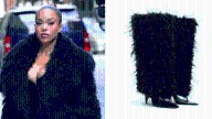 Jordyn Woods Flaunts Feathered Woods by Jordyn Rev Boots in SoHo