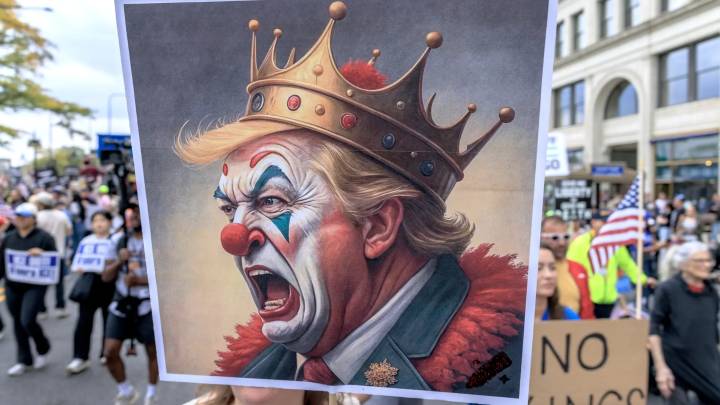 Trump responde a los manifestantes en EE.UU. con IA: se pone una corona y les lanza barro