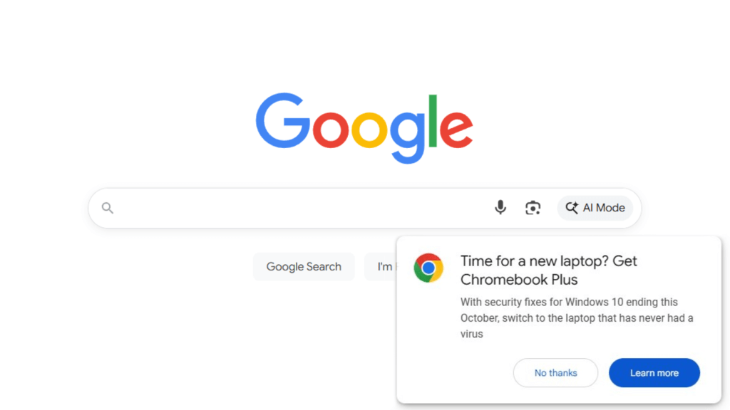 Google Search tempts Windows 10 users with Chromebook upgrades