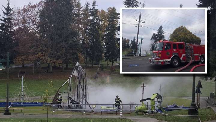Everett playground burns, just 1 year after opening