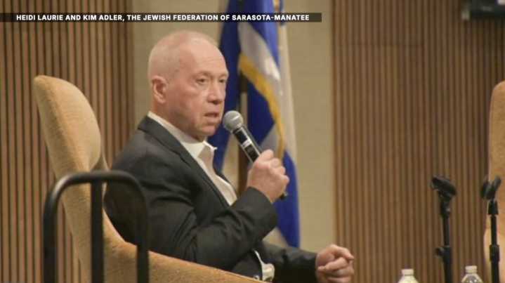Former Israeli defense minister speaks in Sarasota as protesters demand arrest over alleged war crimes