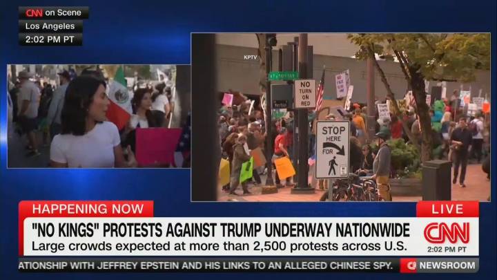 CNN Reporter Sees ‘A Lot’ of Mexican Flags at LA No Kings Rally
