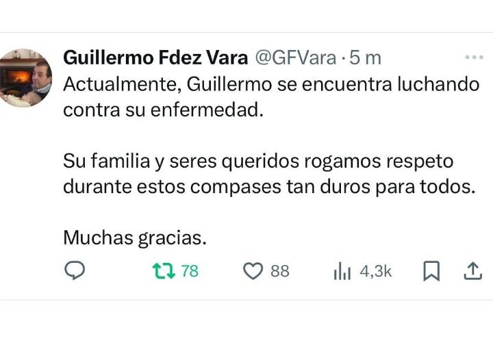 Fernández Vara «se encuentra luchando contra su enfermedad»